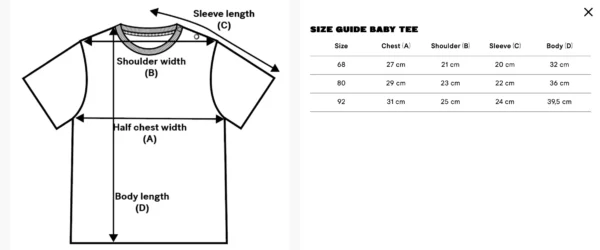 Size Guide T-Shirt Baby