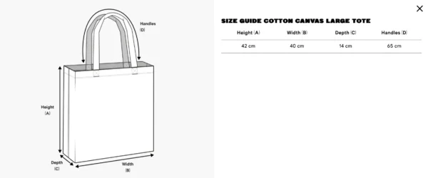 Size Guide Tasche