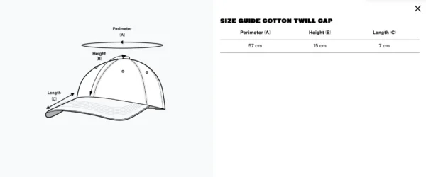 Size Guide Cap Variante 1