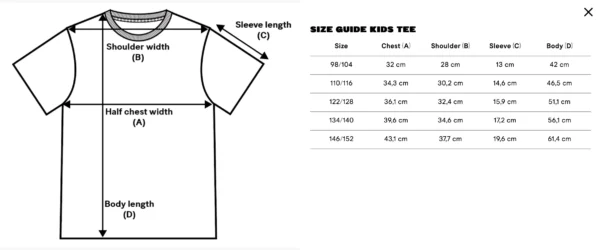 Size Guide T-Shirt Kids