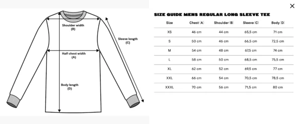 Size Guide Longsleeve Herren