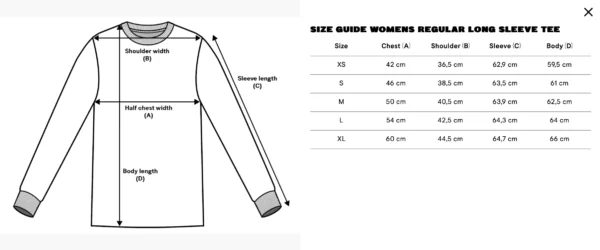 Size Guide Longsleeve Damen