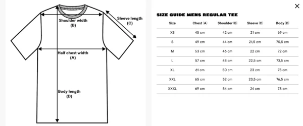 Size Guide T-Shirt Herren